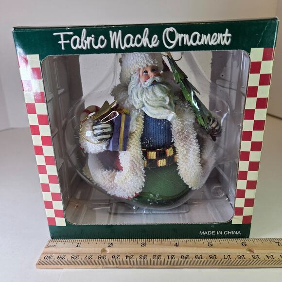 Vintage Fabric Mache Santa Claus Ornament with Box SWC Bentonville AR - Picture 9 of 9